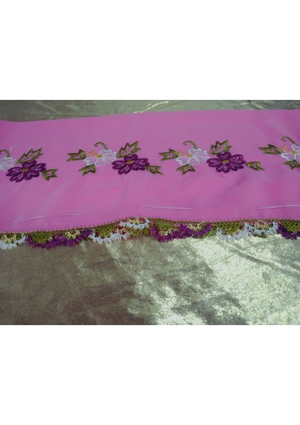 El Emeği Nakış Işlemeli Iğne Oyalı Namaz Örtüsü Çeyizlik Mevlit Başörtüsü Krep Kumaş 145X75 cm