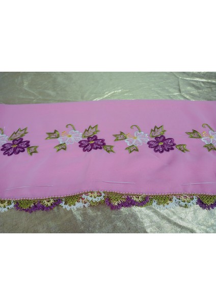 El Emeği Nakış Işlemeli Iğne Oyalı Namaz Örtüsü Çeyizlik Mevlit Başörtüsü Krep Kumaş 145X75 cm