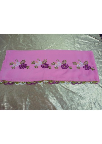 El Emeği Nakış Işlemeli Iğne Oyalı Namaz Örtüsü Çeyizlik Mevlit Başörtüsü Krep Kumaş 145X75 cm