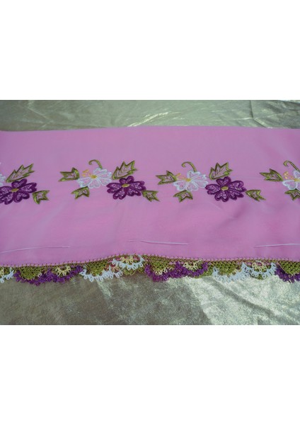 El Emeği Nakış Işlemeli Iğne Oyalı Namaz Örtüsü Çeyizlik Mevlit Başörtüsü Krep Kumaş 145X75 cm