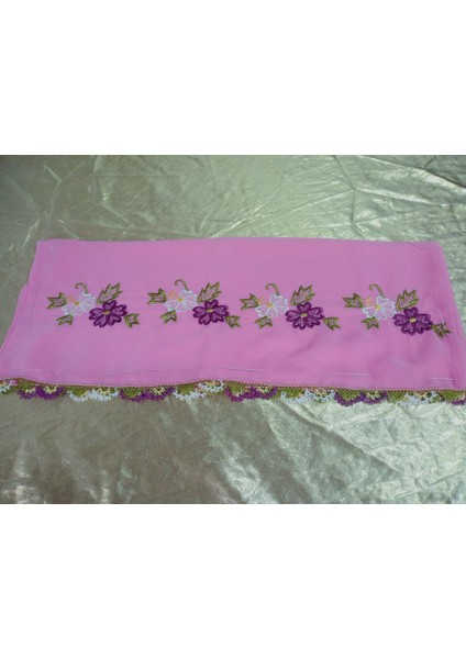 El Emeği Nakış Işlemeli Iğne Oyalı Namaz Örtüsü Çeyizlik Mevlit Başörtüsü Krep Kumaş 145X75 cm