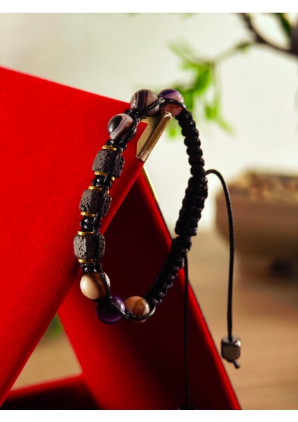 Makrome Bileklik El Yapımı Saf Doğaltaş Özel Yapım Hematit Taşı, Lav Taşı, Akik Taşı, Amatis Taşı indirimleri