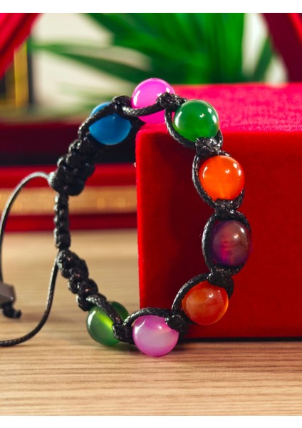 Makrome Bileklik El Yapımı Saf Doğaltaş Özel Yapım Hematit Taşı, Lav Taşı, Akik Taşı, Amatis Taşı