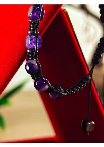 Makrome Bileklik El Yapımı Saf Doğaltaş Özel Yapım Hematit Taşı, Lav Taşı, Akik Taşı, Amatis Taşı modelleri