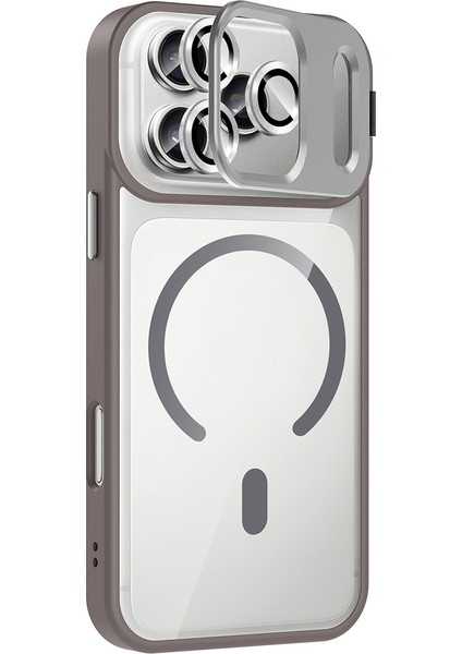 iPhone 17 Pro Max Kılıf Standlı ve Kamera Lens Hediyeli M-Safe Şarj Özellikli Zore Etro Kapak - Dese