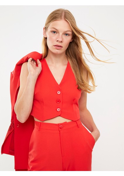 Yeni Sezon Kadın V Yaka Düz Klasik Yelek modelleri