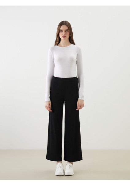 Yeni Sezon Beli Lastikli Geniş Paça Kadın Pantolon
