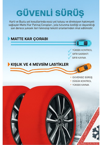 Snowsocks 3D Ekstra Dayanıklı Kar Çorabı – Zincir Muadili | 2 Dakika Hızlı Montaj | Jant & Abs Sistemine Zarar Vermez | En 16662-1 Sertifikalı fırsatları