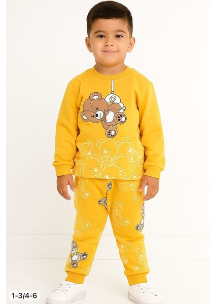 Sarı Ayıcık 4-5-6 Yaş Çocuk Alt Üst Takım Pijama Takım