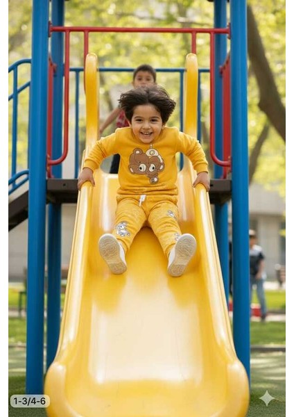 Sarı Ayıcık 4-5-6 Yaş Çocuk Alt Üst Takım Pijama Takım indirimleri