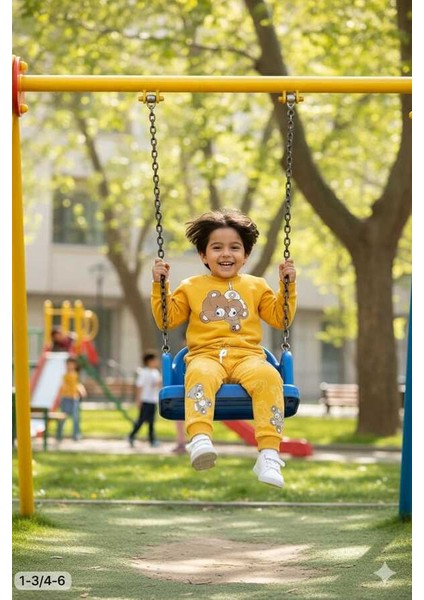 Sarı Ayıcık 4-5-6 Yaş Çocuk Alt Üst Takım Pijama Takım