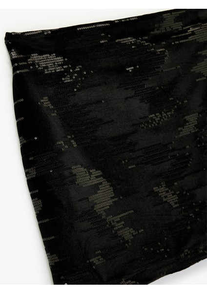 Slim Fit Pullu Payetli Abiye Mini Etek modelleri