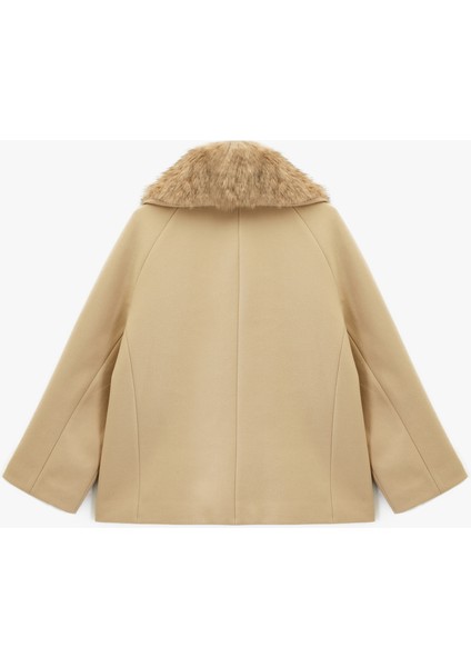 Suni Kürk Yaka Kısa Kaban Cepli Uzun Kollu fiyatları