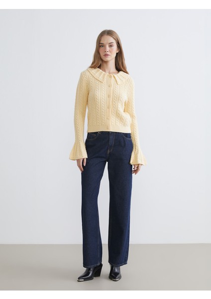 Yeni Sezon Bebe Yaka Kendinden Desenli Kadın Triko Hırka fiyatları