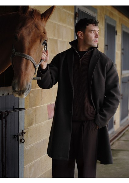 Yeni Sezon Fermuarlı Dik Yaka Erkek Triko Kazak