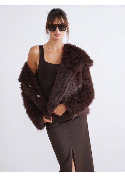 Yeni Sezon Ceket Yaka Kadın Kürk Mont