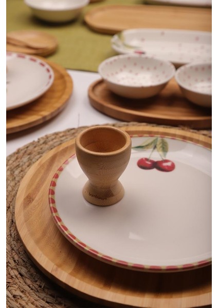 Viva 6 Kişilik 48 Parça Doğal Bambu Porselen Kahvaltı Takımı – Kahvaltı Seti Sunum Seti indirimleri