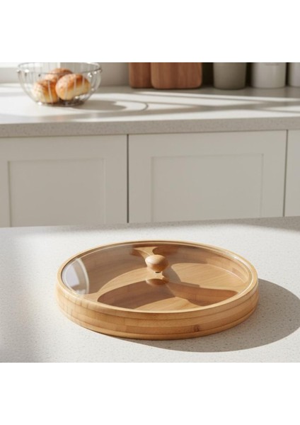 bambu kapaklı 3 bölmeli çerezlik