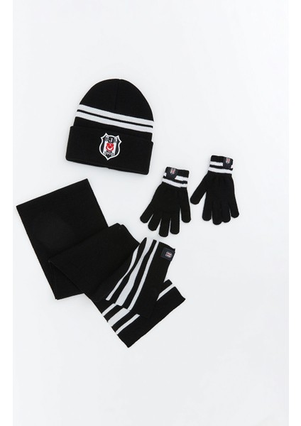 Yeni Sezon Beşiktaş Baskılı Erkek Çocuk Atkı Bere Eldiven Takım