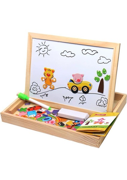 Manyetik Ahşap Puzzle Oyunu- 3+ Yaş-Zeka Geliştirici Doğal Malzemeli