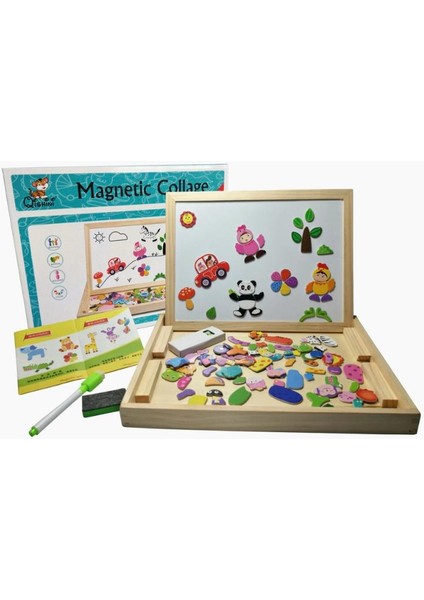 Manyetik Ahşap Puzzle Oyunu- 3+ Yaş-Zeka Geliştirici Doğal Malzemeli fiyatları