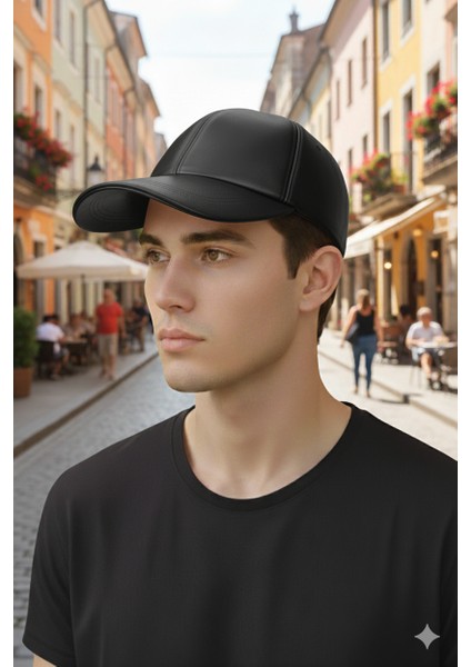 Etoile Hakiki %100 Deri Outdoor Unisex Düz Şapka