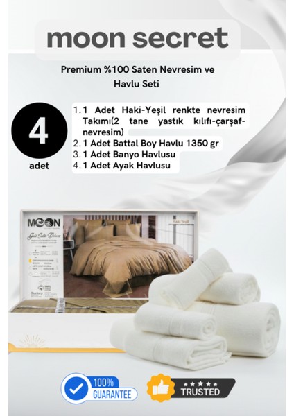 %100 Saten Premium Nevresim ve Havlu Seti 12 Farklı Renk Seçeneği 4 Parça Set 1