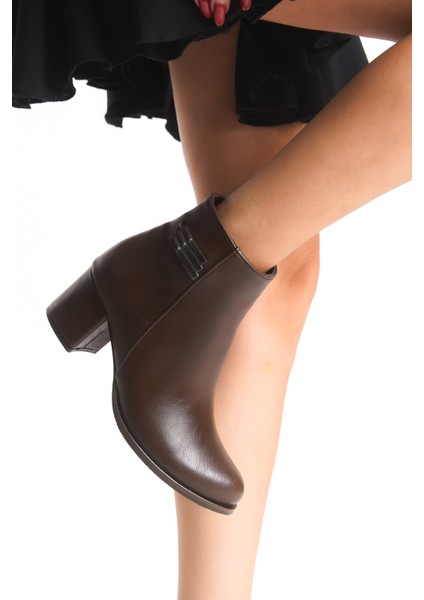 Kadın Kalın Topuklu Metal Detay Fermuarlı Günlük Bot Bootie modelleri