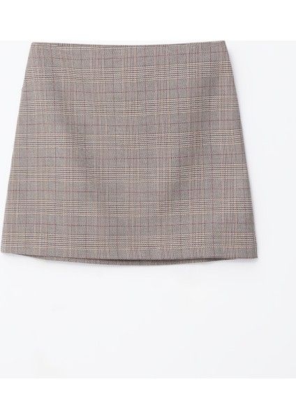 Yeni Sezon Beli Fermuarlı Ekose Kadın Mini Etek indirimleri