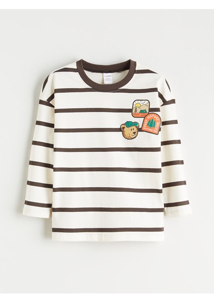 Yeni Sezon Bisiklet Yaka Baskılı Uzun Kollu Erkek Çocuk Tişört