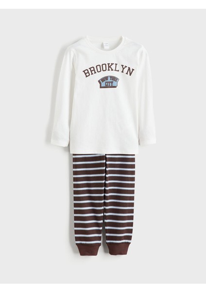 Yeni Sezon Bisiklet Yaka Erkek Çocuk Pijama Takımı