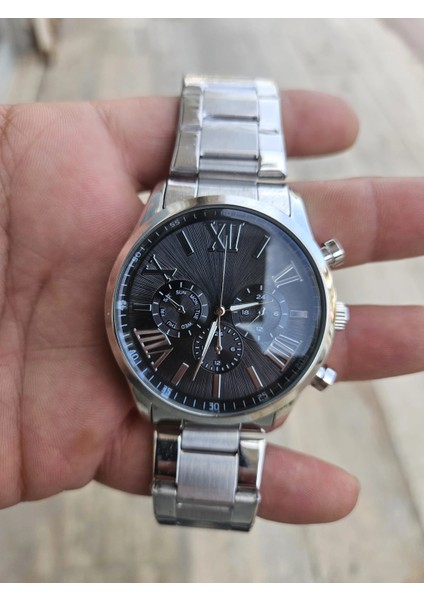 Gümüş Çelik Kordon Erkek Kol Saati Takvimli Siyah Kadran Özel Kutusunda fırsatları