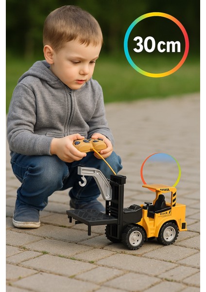 5 Fonksiyonlu Uzaktan Kumandalı Şarjlı Forklift ve Vinç Dönüşümlü Oyuncak 30 cm