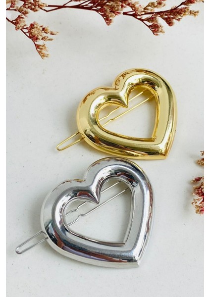 Kalp Tasarım Metal Halka Çıt Çıt Klipsli Pinterest Toka Altın