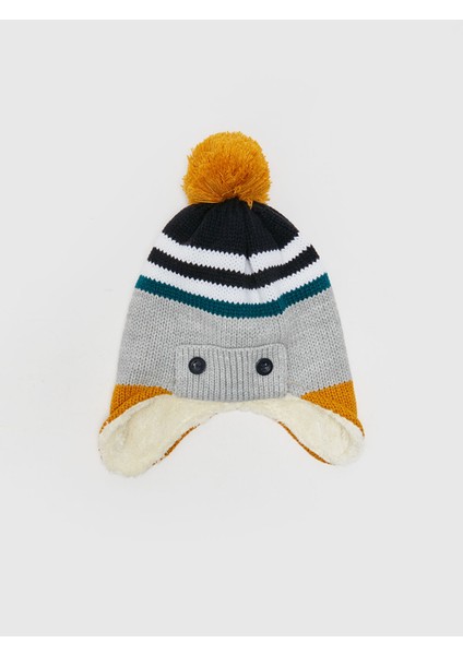 Yeni Sezon Renk Bloklu Ponponlu Erkek Çocuk Bere