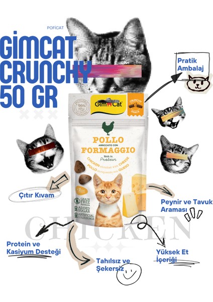 Crunchy Snacks Tavuklu ve Peynirli Tahılsız Kedi Ödülü (50 Gr) fiyatları