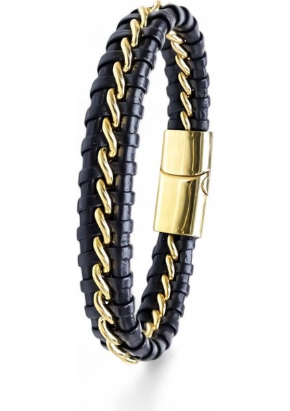 Erkek Zincir Model Çelik ve Deri Bileklik fiyatları