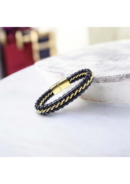 Erkek Zincir Model Çelik ve Deri Bileklik modelleri