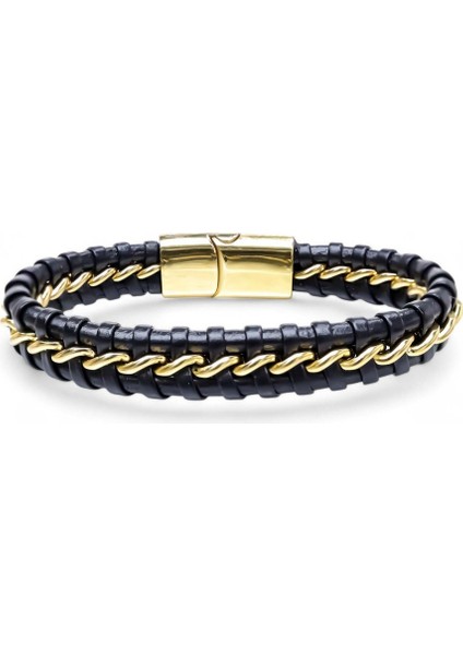 Erkek Zincir Model Çelik ve Deri Bileklik fırsatları