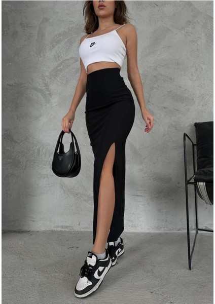 Kaşkorse Uzun Yırtmaçlı Ince Fitilli Kumaş Kadın Etek fırsatları