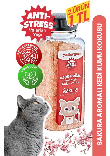 Kedi Kumu Koku Giderici %100 Doğal Aromalı Kiraz Çiçeği-Valerian Yağı Esanslı Anti Stress 300GR
