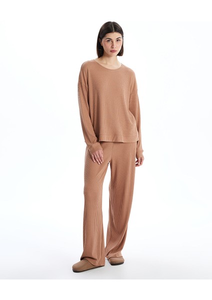 Yeni Sezon Bisiklet Yaka Dokulu Kadın Pijama Takımı fiyatları