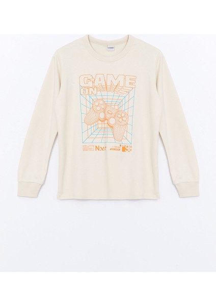 Yeni Sezon Bisiklet Yaka Baskılı Uzun Kollu Erkek Çocuk Tişört