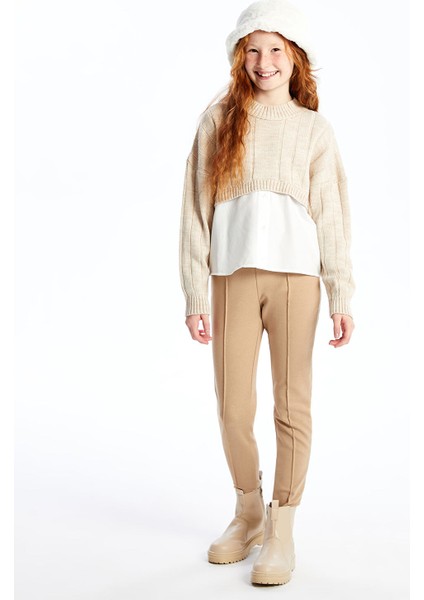 Yeni Sezon Beli Lastikli Kız Çocuk Uzun Tayt