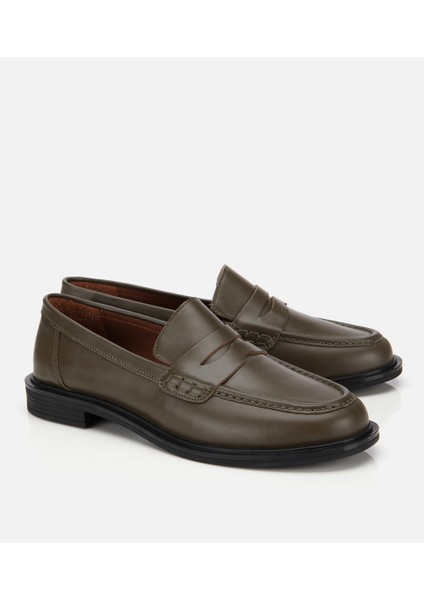 01AYH313600A880 KADIN Deri Haki Yumuşak Dokulu Klasik Loafer fiyatları
