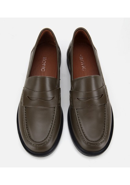 01AYH313600A880 KADIN Deri Haki Yumuşak Dokulu Klasik Loafer