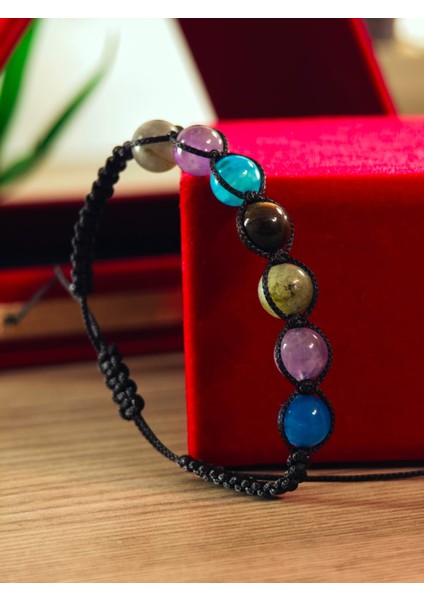 Makrome Bileklik El Yapımı Doğaltaş Makrome Örme Bileklik Akik Taşı, Lapis Taşı, Hematit Taşı modelleri