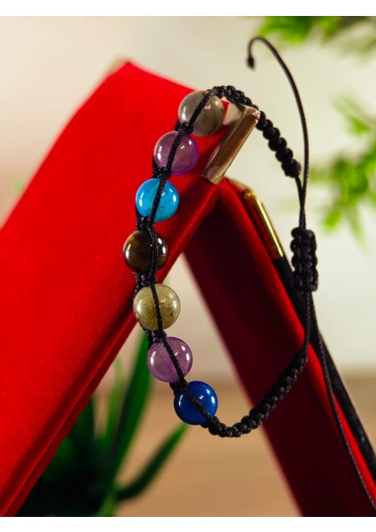 Makrome Bileklik El Yapımı Doğaltaş Makrome Örme Bileklik Akik Taşı, Lapis Taşı, Hematit Taşı fırsatları