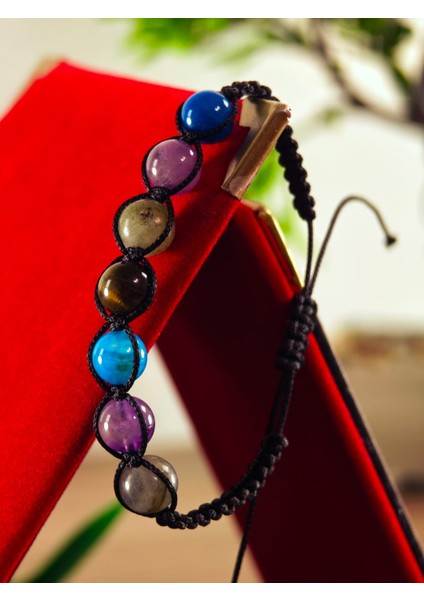 Makrome Bileklik El Yapımı Doğaltaş Makrome Örme Bileklik Akik Taşı, Lapis Taşı, Hematit Taşı indirimleri