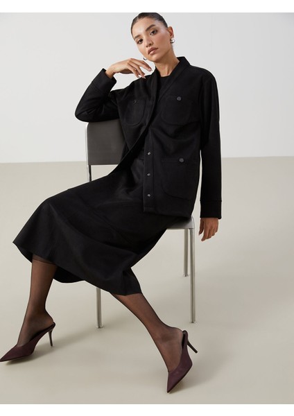 Yeni Sezon V Yaka Süet Kadın Ceket